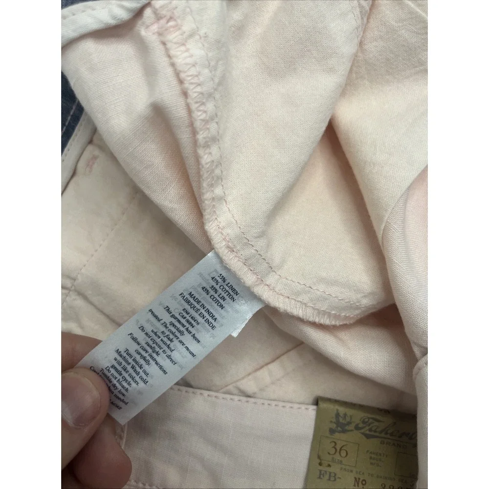 Faherty Mens Malibu Chino Shorts Summer Pink 36 MBC0007 Linen Cotton